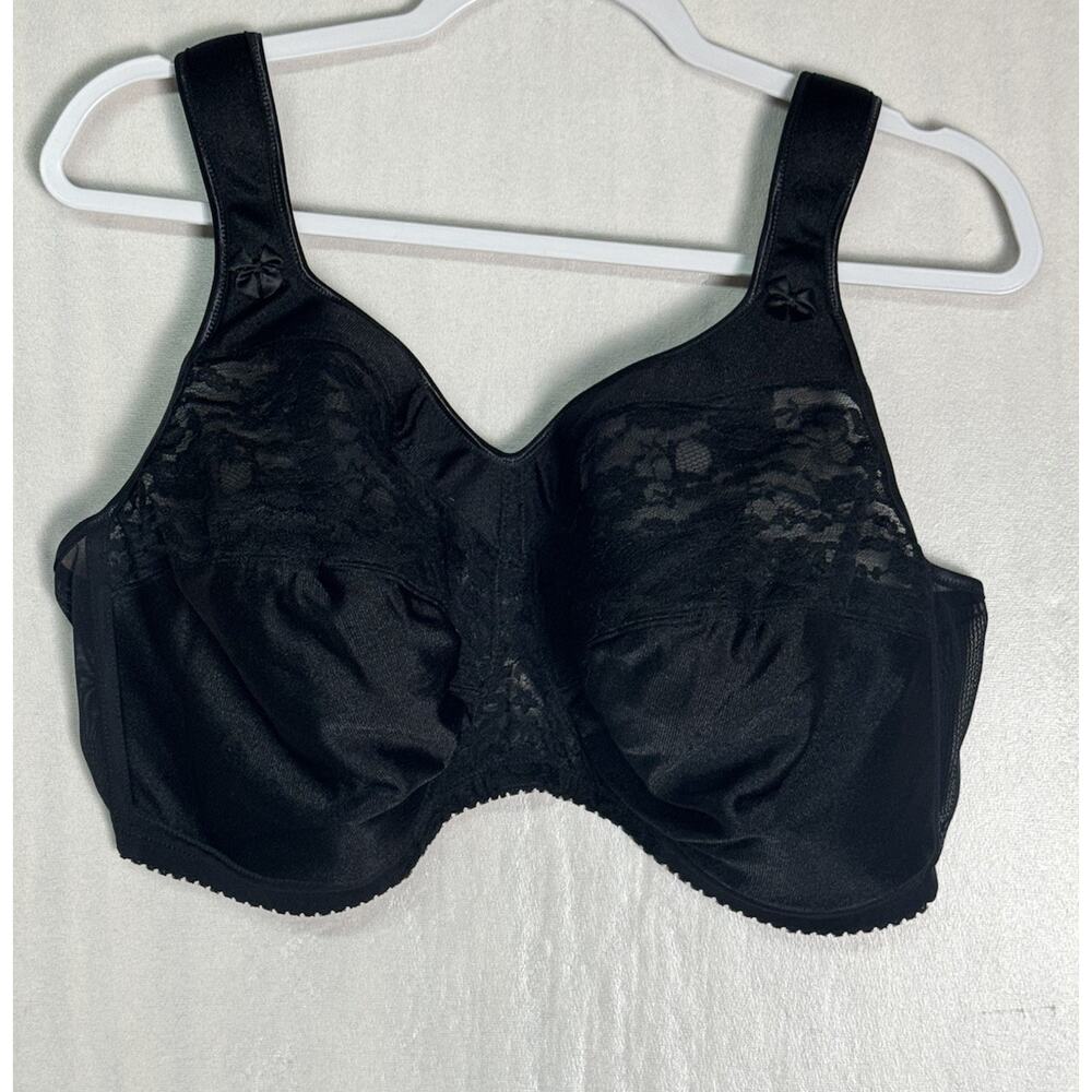 Comfort Choice Bra Black Lace Full Coverage Support Lifting Shaping Size 48DD